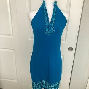 White House, Black market Polly spandex dress. Great woven pattern